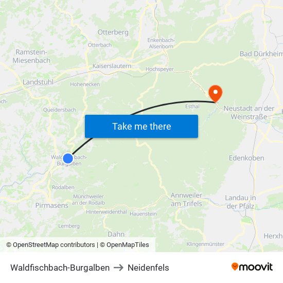 Waldfischbach-Burgalben to Neidenfels map