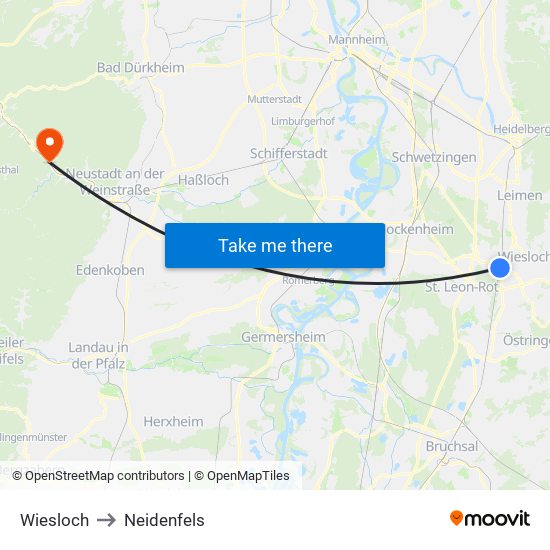 Wiesloch to Neidenfels map