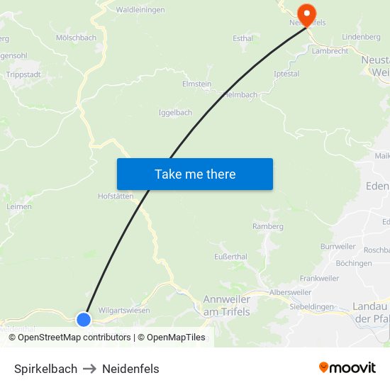 Spirkelbach to Neidenfels map
