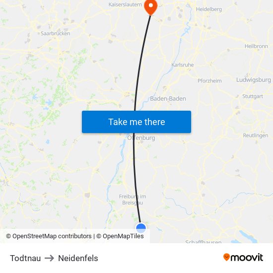 Todtnau to Neidenfels map