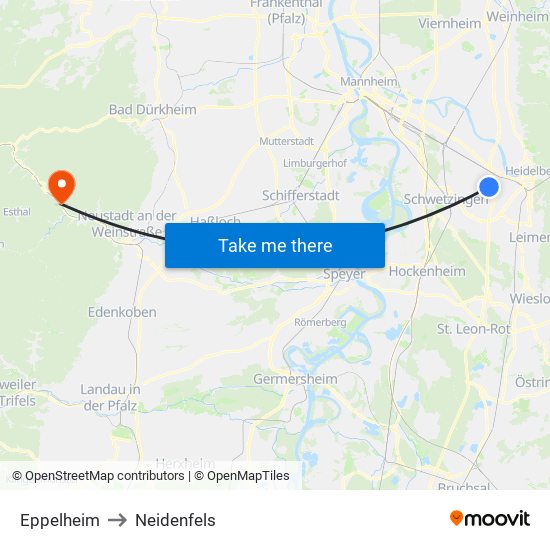 Eppelheim to Neidenfels map