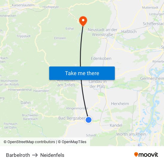 Barbelroth to Neidenfels map