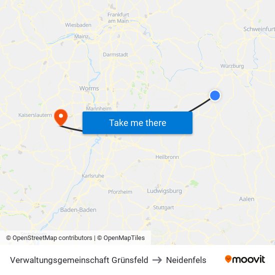 Verwaltungsgemeinschaft Grünsfeld to Neidenfels map