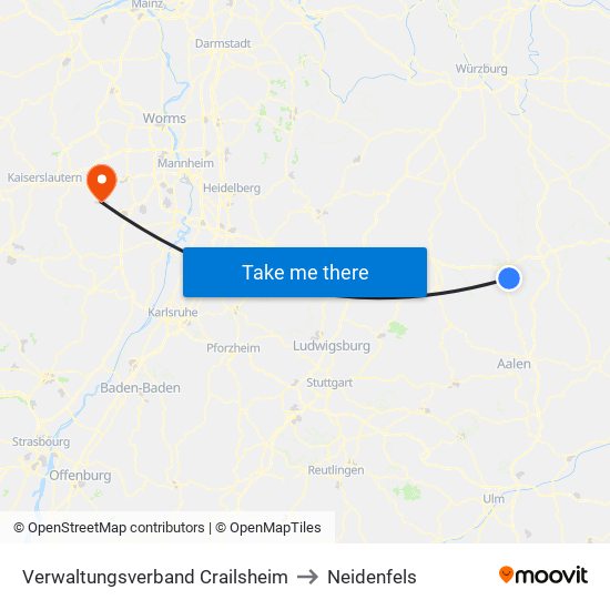 Verwaltungsverband Crailsheim to Neidenfels map