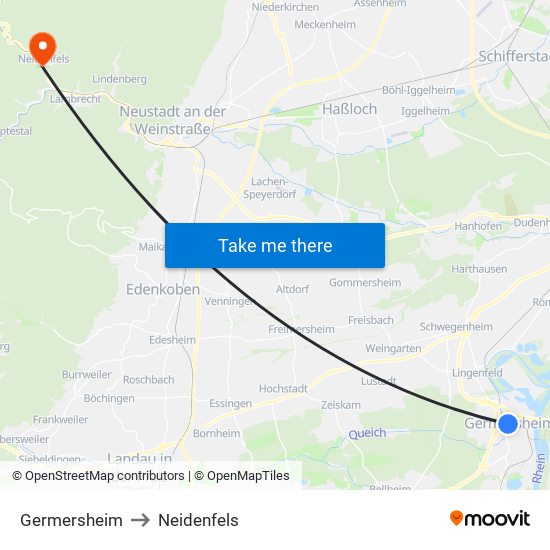 Germersheim to Neidenfels map