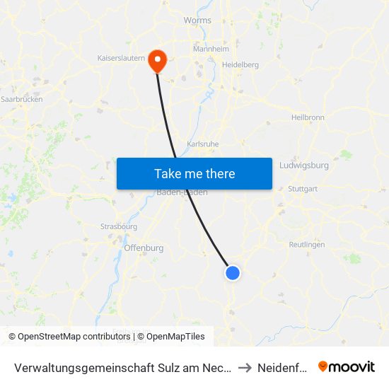 Verwaltungsgemeinschaft Sulz am Neckar to Neidenfels map