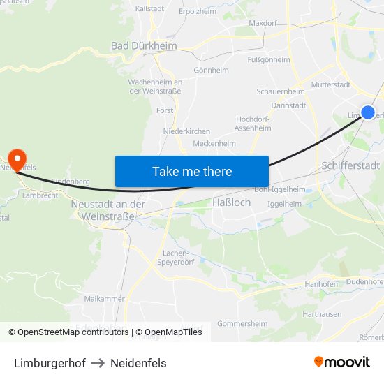 Limburgerhof to Neidenfels map