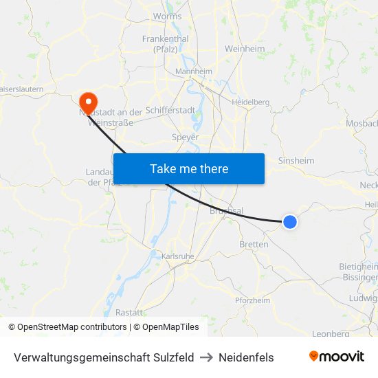 Verwaltungsgemeinschaft Sulzfeld to Neidenfels map