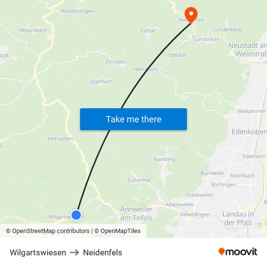 Wilgartswiesen to Neidenfels map