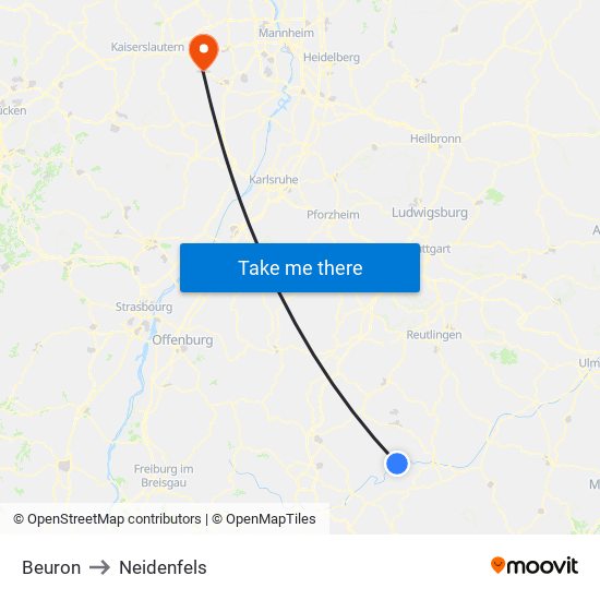 Beuron to Neidenfels map