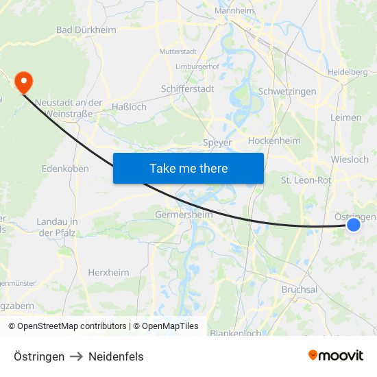 Östringen to Neidenfels map