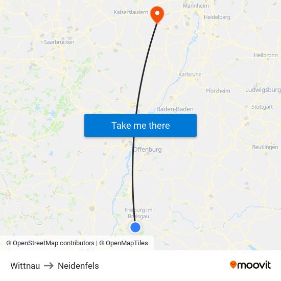 Wittnau to Neidenfels map