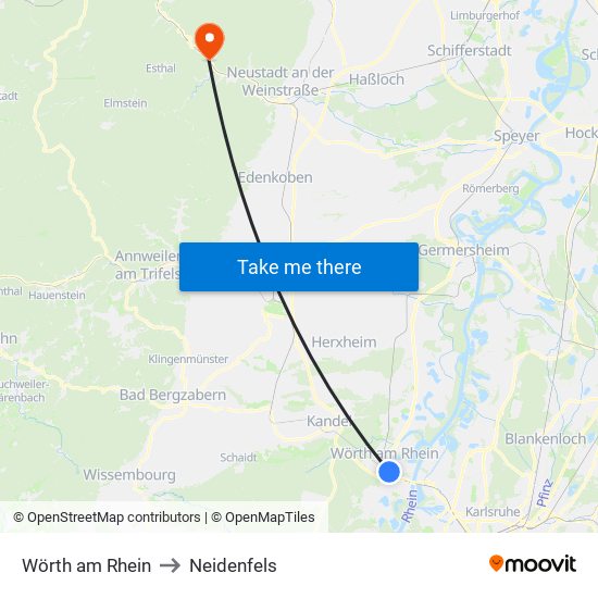 Wörth am Rhein to Neidenfels map