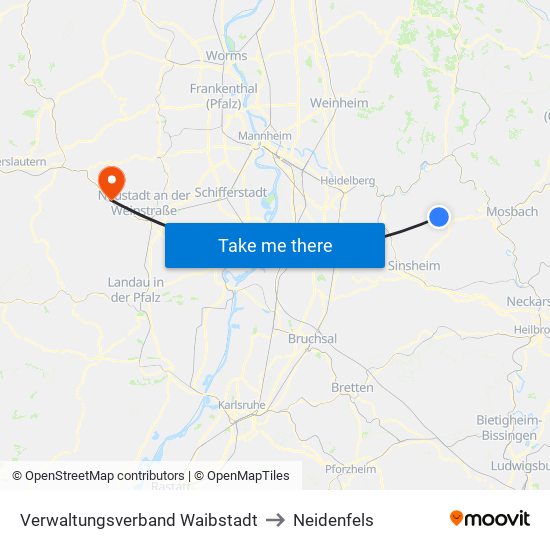 Verwaltungsverband Waibstadt to Neidenfels map
