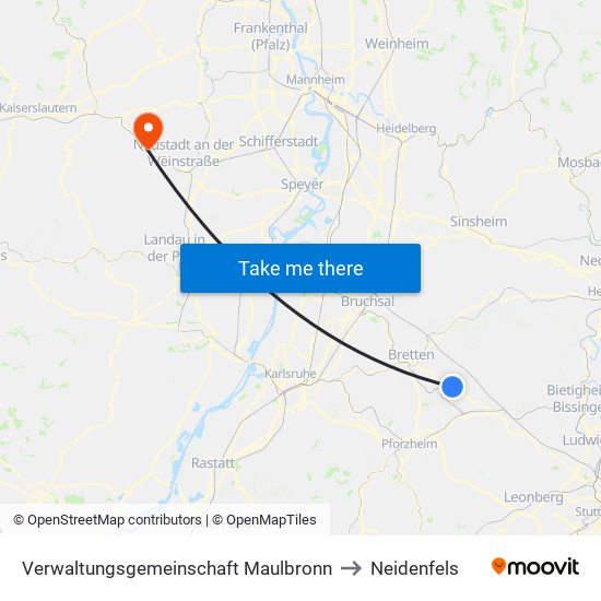 Verwaltungsgemeinschaft Maulbronn to Neidenfels map