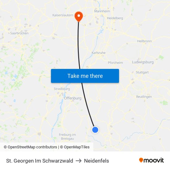 St. Georgen Im Schwarzwald to Neidenfels map