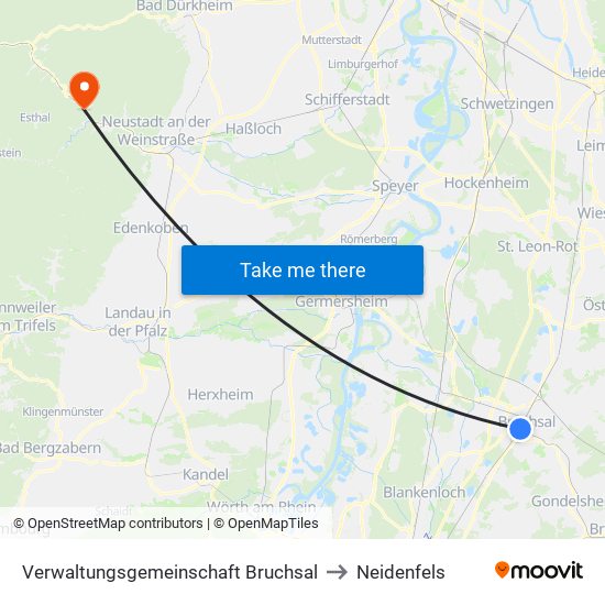 Verwaltungsgemeinschaft Bruchsal to Neidenfels map