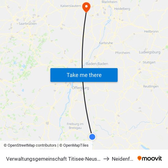 Verwaltungsgemeinschaft Titisee-Neustadt to Neidenfels map