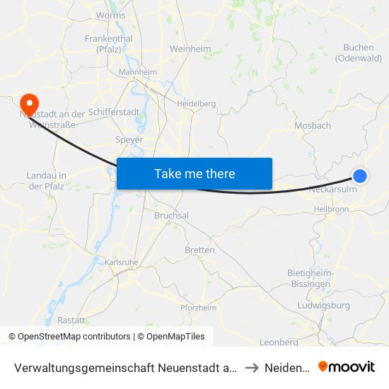 Verwaltungsgemeinschaft Neuenstadt am Kocher to Neidenfels map