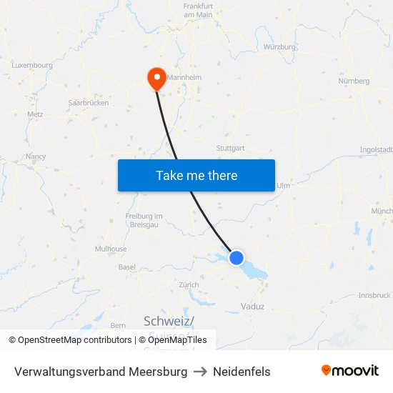 Verwaltungsverband Meersburg to Neidenfels map