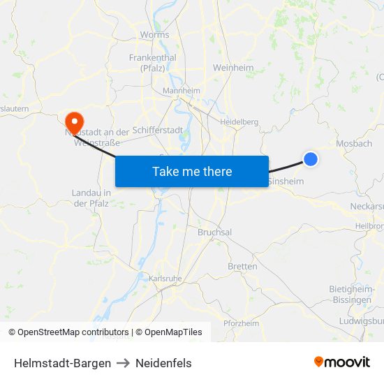 Helmstadt-Bargen to Neidenfels map