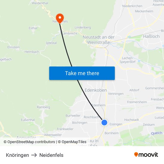 Knöringen to Neidenfels map