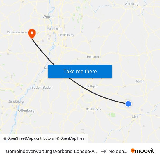 Gemeindeverwaltungsverband Lonsee-Amstetten to Neidenfels map