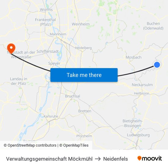 Verwaltungsgemeinschaft Möckmühl to Neidenfels map