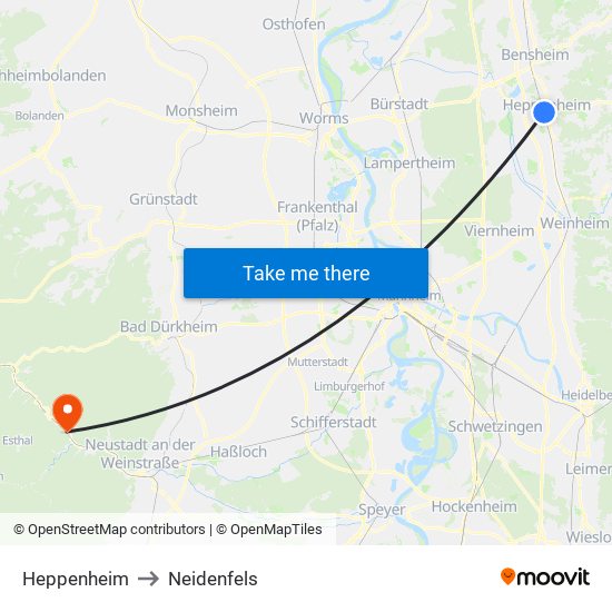 Heppenheim to Neidenfels map