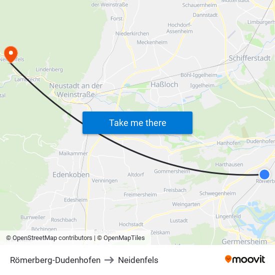 Römerberg-Dudenhofen to Neidenfels map