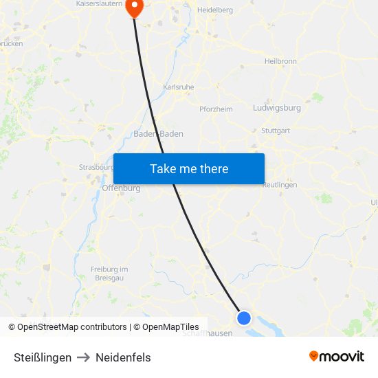 Steißlingen to Neidenfels map