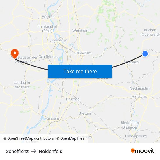 Schefflenz to Neidenfels map