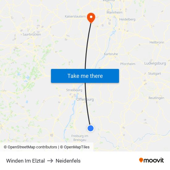 Winden Im Elztal to Neidenfels map