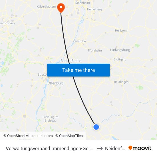 Verwaltungsverband Immendingen-Geisingen to Neidenfels map