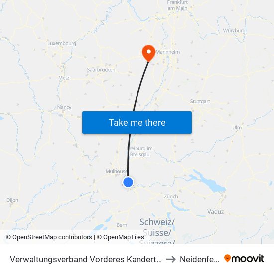 Verwaltungsverband Vorderes Kandertal to Neidenfels map