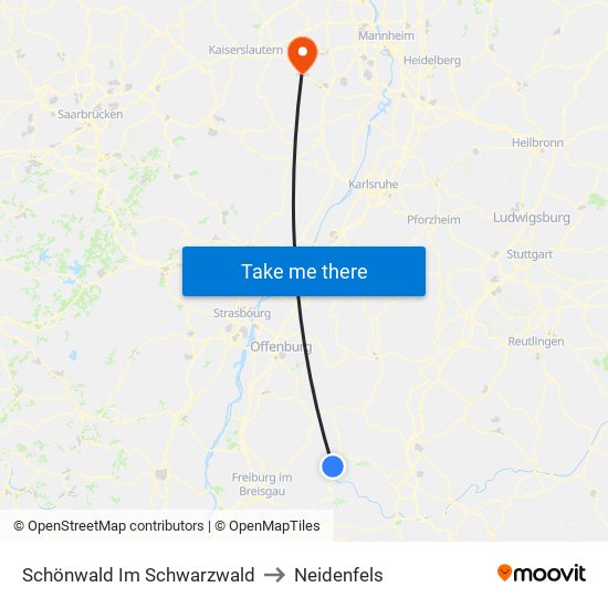 Schönwald Im Schwarzwald to Neidenfels map