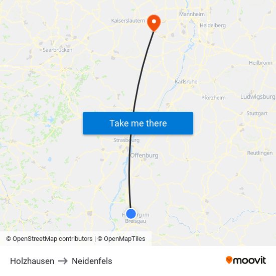 Holzhausen to Neidenfels map