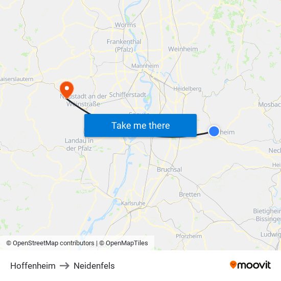 Hoffenheim to Neidenfels map