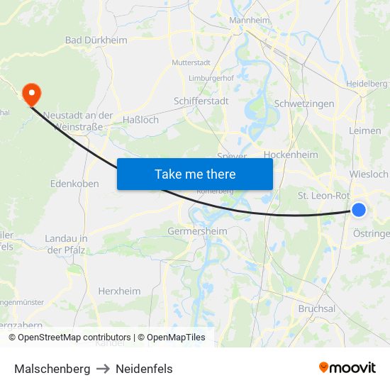 Malschenberg to Neidenfels map