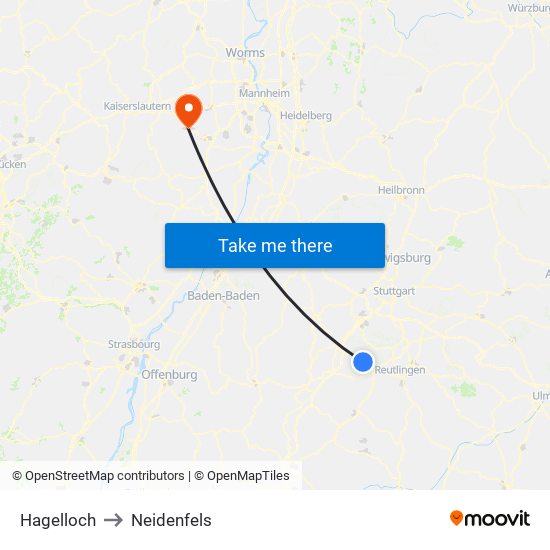 Hagelloch to Neidenfels map