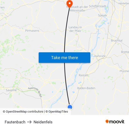 Fautenbach to Neidenfels map