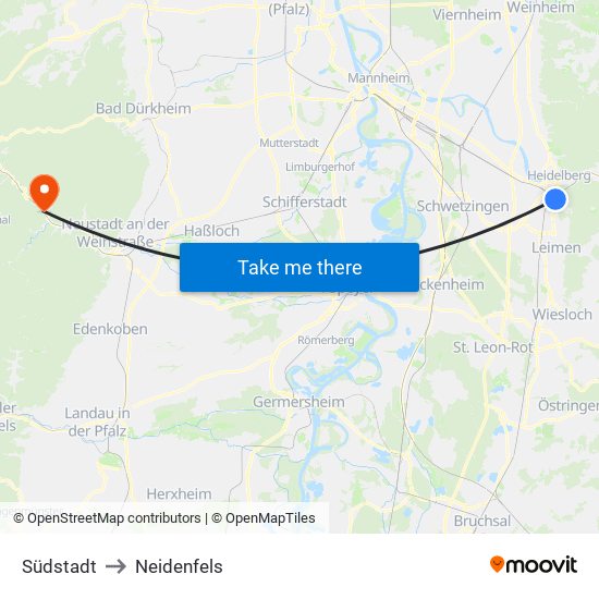 Südstadt to Neidenfels map