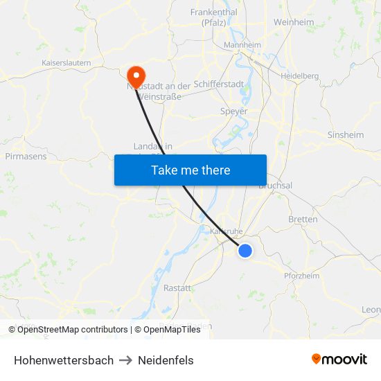 Hohenwettersbach to Neidenfels map