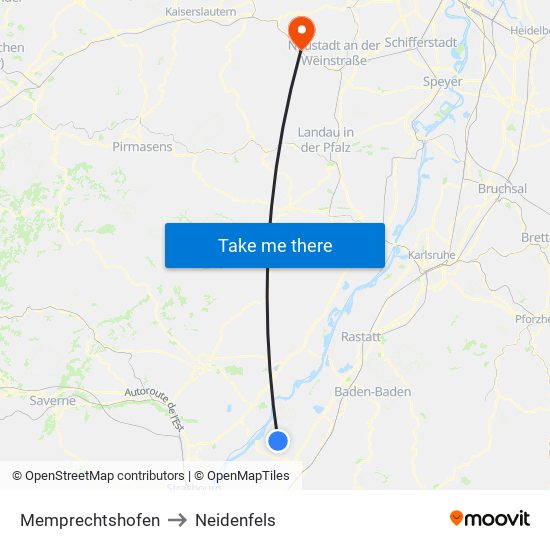 Memprechtshofen to Neidenfels map