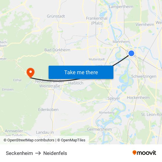 Seckenheim to Neidenfels map