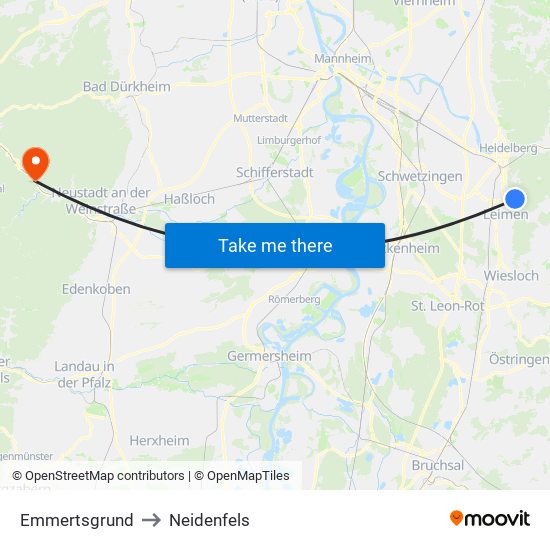 Emmertsgrund to Neidenfels map