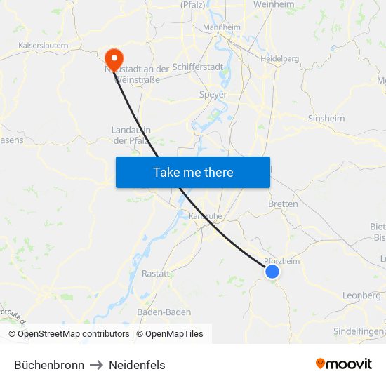 Büchenbronn to Neidenfels map