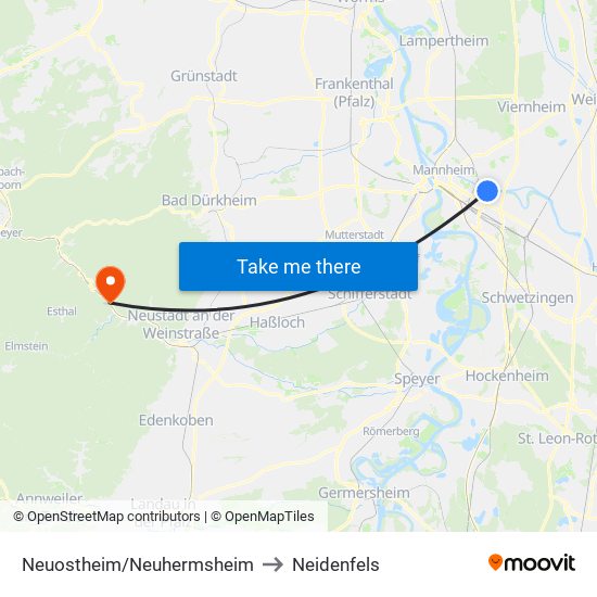 Neuostheim/Neuhermsheim to Neidenfels map