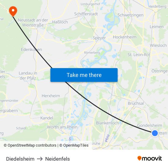 Diedelsheim to Neidenfels map