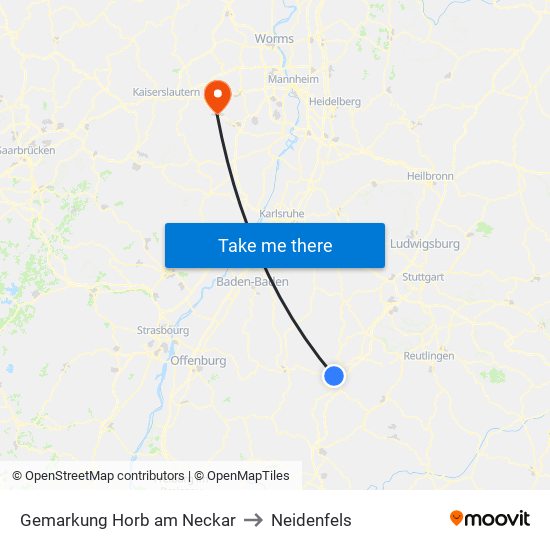 Gemarkung Horb am Neckar to Neidenfels map